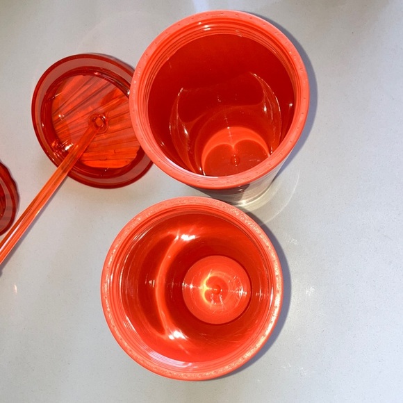 Starbucks Vibrant orange insulated cold beverage Tumblers with Straws - Picture 11 of 14